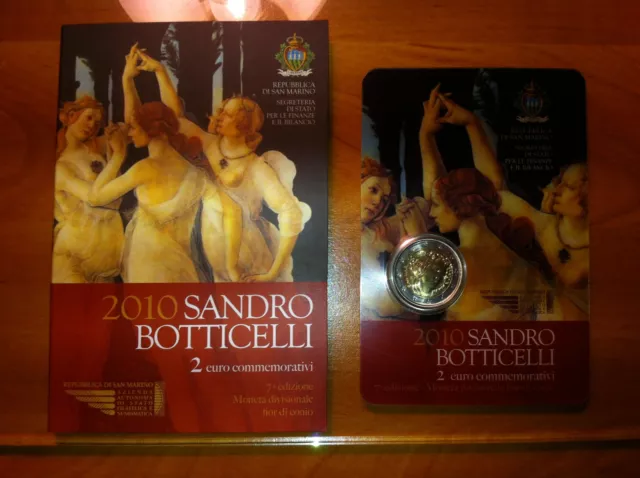 Blister 2 Euro Saint Marin 2010 Sandro Botticelli Commemorative Neuf