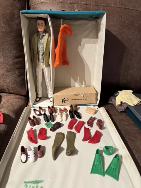 Original Vintage 1962 Mattel Ken Doll in Box With Accessories, Clothes, And Shoe