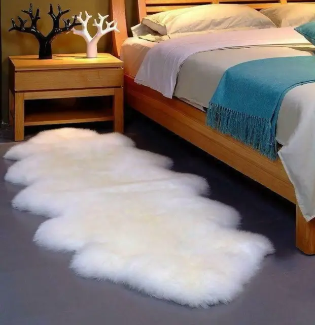Double Sheepskin Rug Long Wool Carpet Natural Hide 3 Colors 180 x 60cm