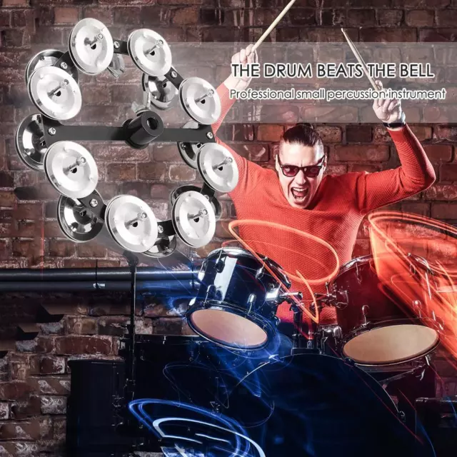 Drum Cymbals Hi Hat Tambourine Bells with Row Jingles Percussion Instrument