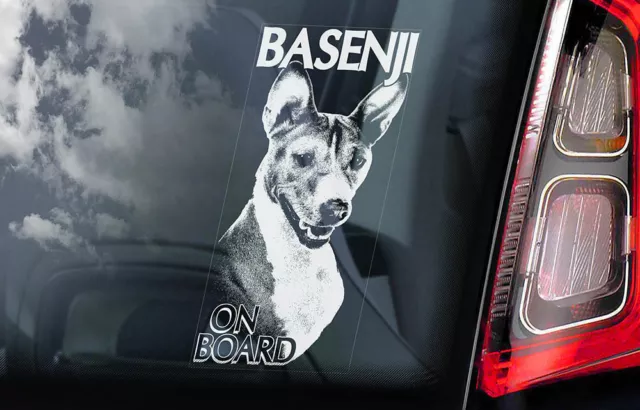 BASENJI Car Sticker, African Bush Dog Sign Window Bumper Decal Gift Pet - V01