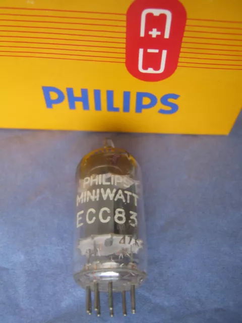 ECC83 / 12AX7 PHILIPS  tubes  - mc5 / o - getter - FACTORY MISTAKE!  - 1957