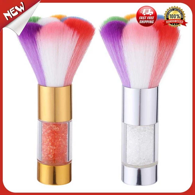es Metal Rhinestone Handle Rainbow Hair Nail Dust Remove Brush Blush Brushes