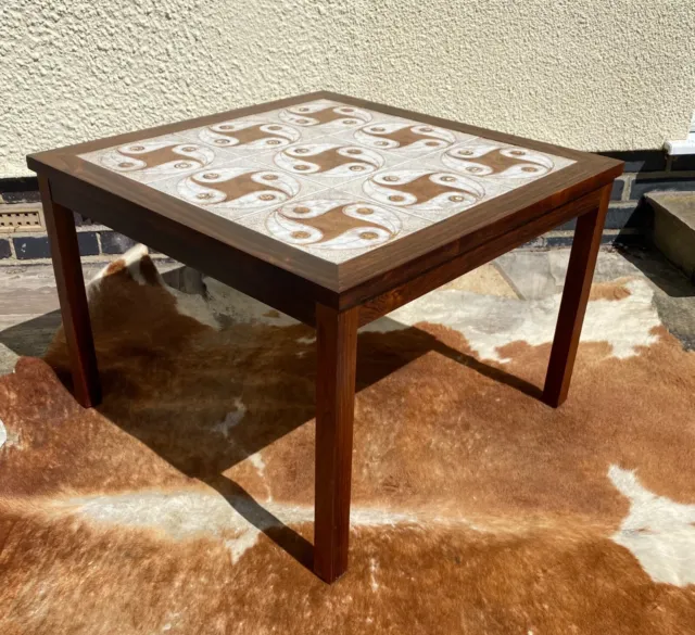 1960s Mid century SKANDI Danish rosewood & ceramic coffee table by Tue Poulsen.