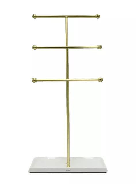 Umbra Trigem Jewelry Display Stand Oraganizer White/Brass 19"H