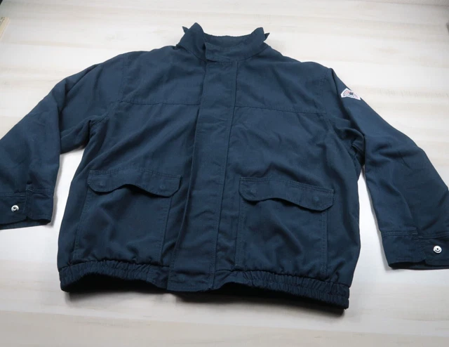 Bulwark Jacket Mens 2XL XXL Blue Canvas Full Zip FR Flame Resistant Button *Flaw