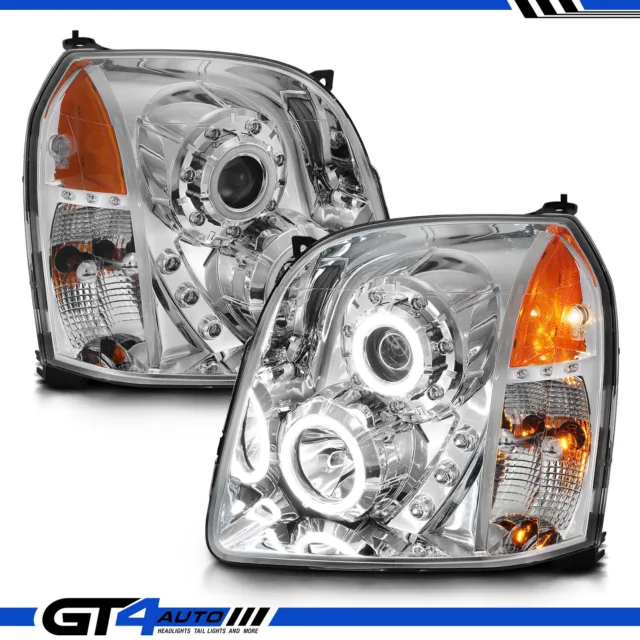 07-14 GMC Yukon XL Denali Dual Ultra LED Halo Projector Chrome Headlights Pair