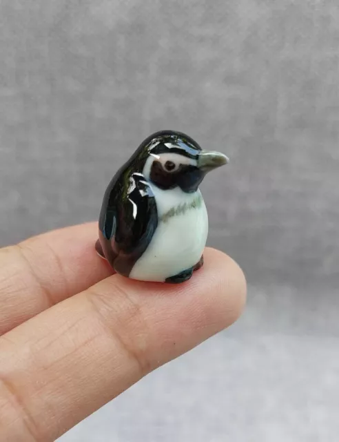 Cute Baby Penguin Ceramic Miniature figurine Handmade Sculpture Collectible