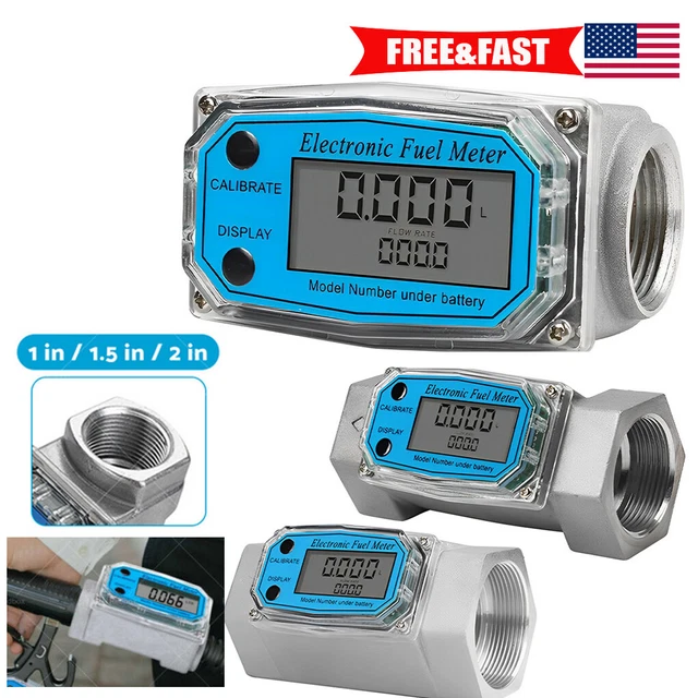 1-2 inch Turbine Digital Diesel Water Fuel Flow Meter Oval Gear Flow Gauge US