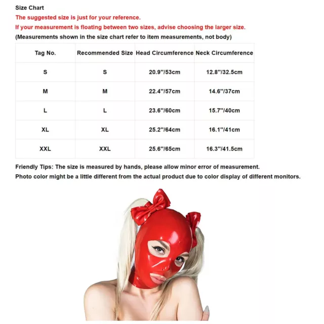 Adult Unisex Latex Hood Double Ponytails Wig Face Mask Sexy Headcover With Bow 3