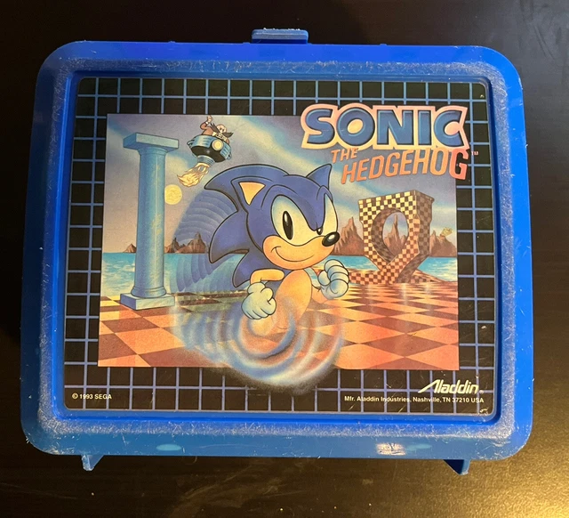 SONIC THE HEDGEHOG BLUE Lunchbox 1993 Aladdin Used Vintage 17.00