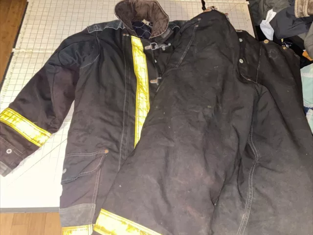 Janesville Lion Firemen's Jacket + Pants Lined Nomex Brown Turnout Bunker 1998
