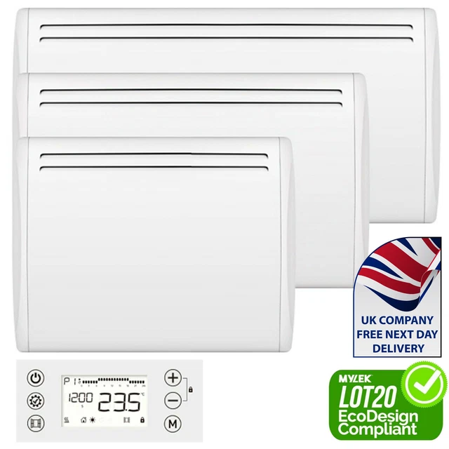 MYLEK PANEL HEATER Ceramic Radiator Eco Thermostat Electric Timer Wall