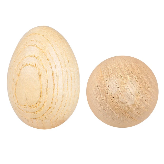 Wooden Maracas  Shakers Musical Percussion Instrument Eggs 2pcs Beige W7D3