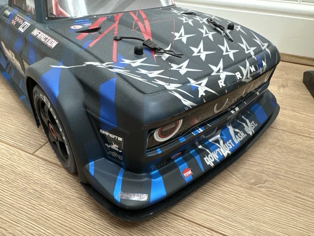 RC Highway Pneumatici Per Auto RC 1/7 Infraction/Limitless, 1/8 Typhon - Set 4 Pezzi, Cerchi Carbonio Nero