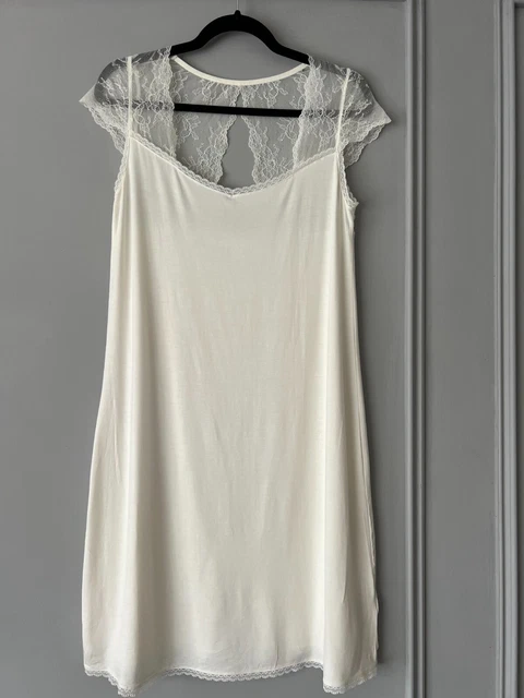 The White Company Jersey Lace Strap Nightie Nightdress Size M