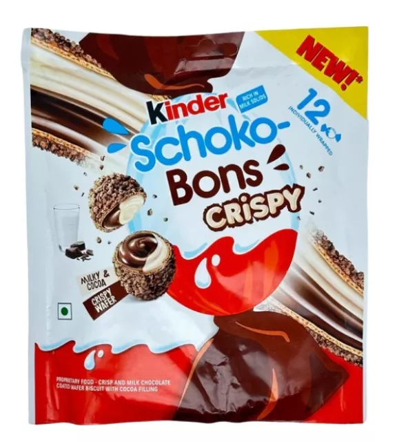 5X kinder schoko bons crispy with milk and cocoa crispy wafer bons 67.2 gm