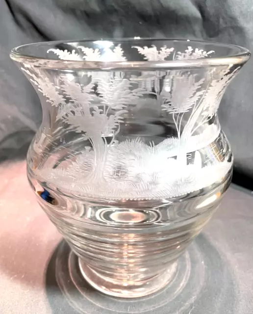 Antique Large Signed Hawkes Wheel Cut Etched Engraved Glass Vase Antique Large Signed Hawkes Wheel Cut Etched Engraved Glass Vase