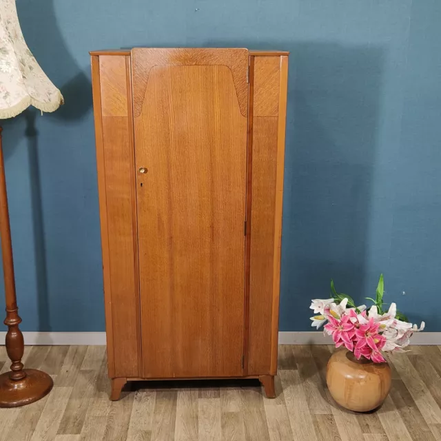 Vintage HMF Single Wardrobe Teak Oak Veneer Mid Century Art Deco Small Childrens