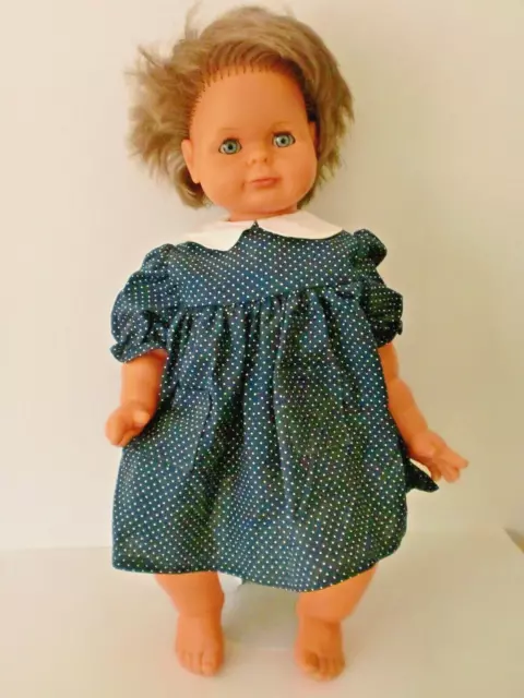 Puppe 53 cm mit Pünktchen-Kleid Schlafaugen Sammlerstück ca. 40 – 50 Jahre alt