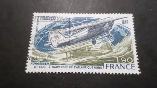 Frankreich 1977 Briefmarke 50 Post Luft Flugzeug Lindbergh Entwertet VF