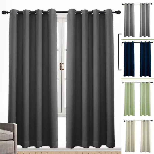 Thermal Blackout Curtains Ready Made Eyelet Ring Top or Pencil Pleat + Tie Backs