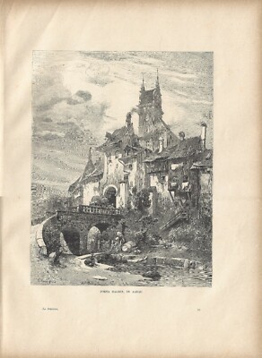 Stampa antica HABSBURG veduta del castello Asburgo Argovia 1891 Antique print 