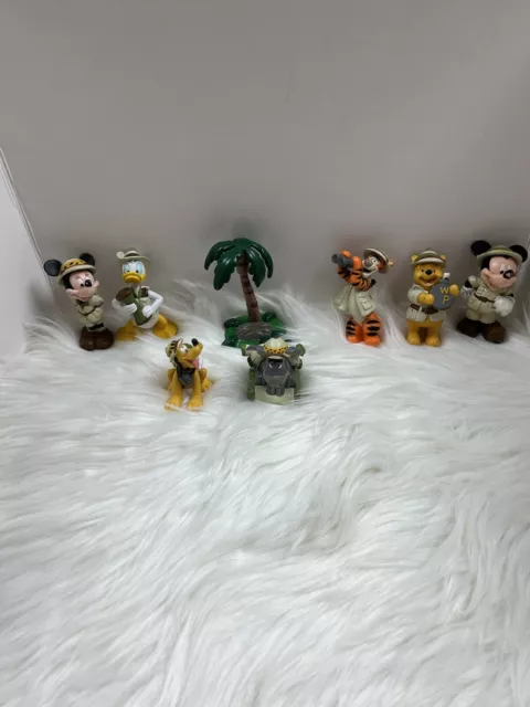 DISNEY Mickey & Friends On Safari Figures Cake Topper Playset Toy Pooh Tigger