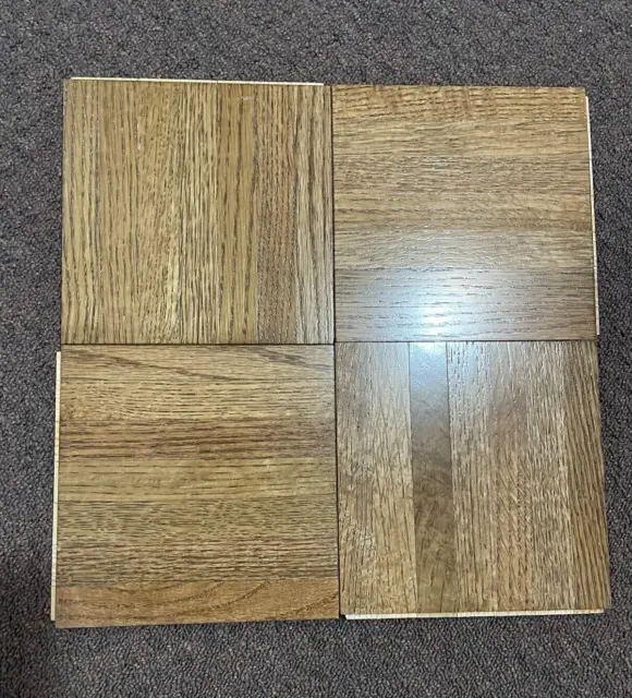 Azulejos de piso de madera maciza de parquet 1 FT2 BRUCE ROBLE: (4) 6x6", ¡ROBLE SUAVE NUEVO!
