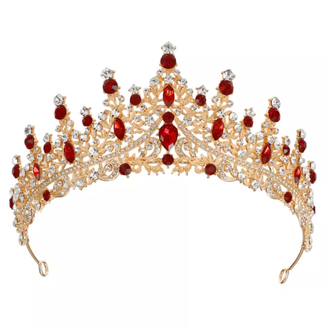 Donna Finto Cristallo Corone Tiara, Strass Diademi, Oro Tono Rosso