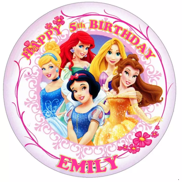 PRINCESS Personalised Edible Cake Icing Sheet Topper Decoration Round Images
