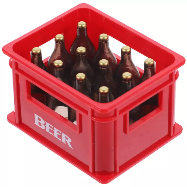 Red Resin Mini Imitation Beer Baby Dollhouse Toy with Basket