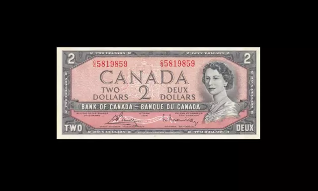 1954 BANK OF CANADA QEII $2 ~Bouey & Rasminsky~ "C/G" **5819859** (( GEM UNC ))