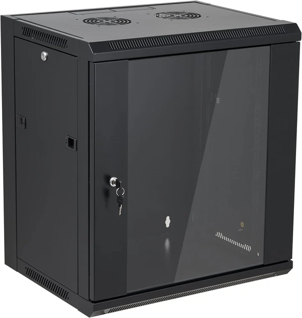 12U WALL MOUNT Server Network Rack Enclosure Locking Glass Door