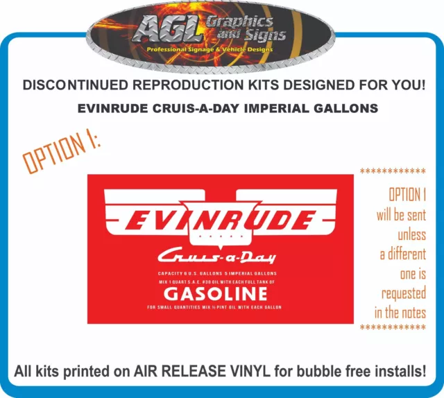 Evinrude Cruis-A-Day Gas Tank Decals  Set Of 2