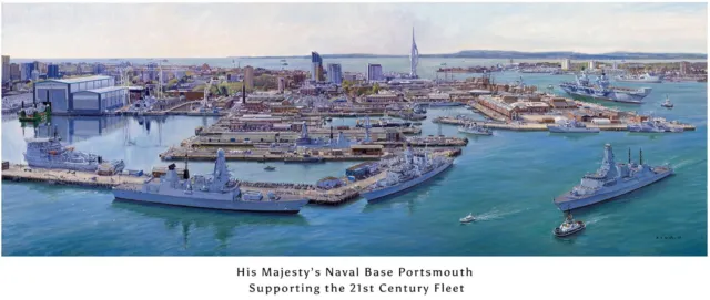 Portsmouth Naval Base, UK, A3 size Print