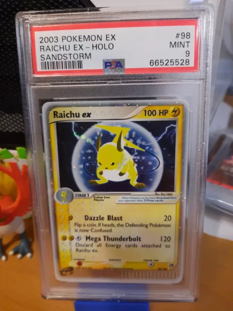 2003 Pokemon EX Sandstorm Raichu ex 98/100 PSA 9 MINT Cosmos holo cert 66525528