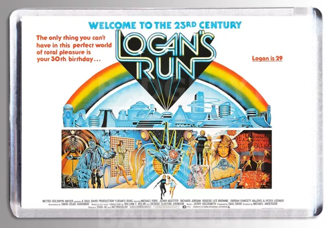 LOGAN'S RUN - UK 'QUAD' movie poster LARGE FRIDGE MAGNET - 70's SCI-FI CLASSIC!