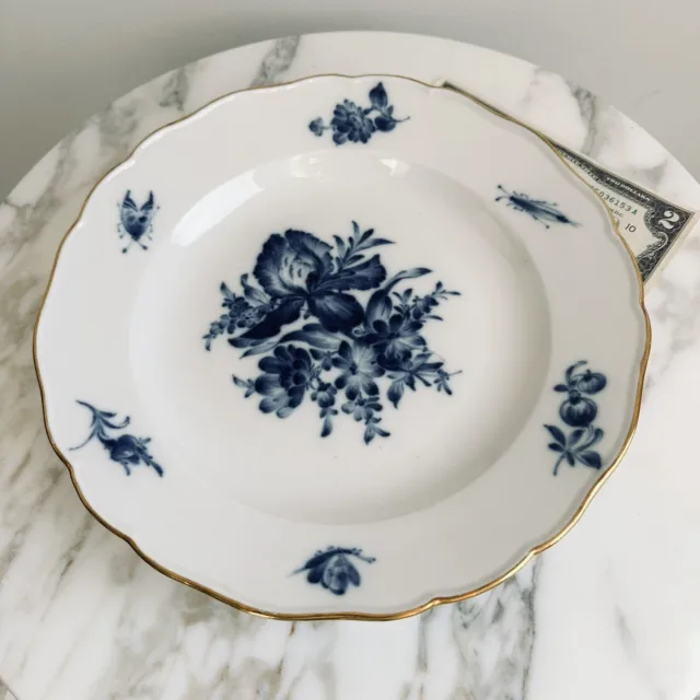 19thC Meissen Porcelain Plate 9 1/2" Gilt Blue & White/Flowers/Insects /Bugs-EX!