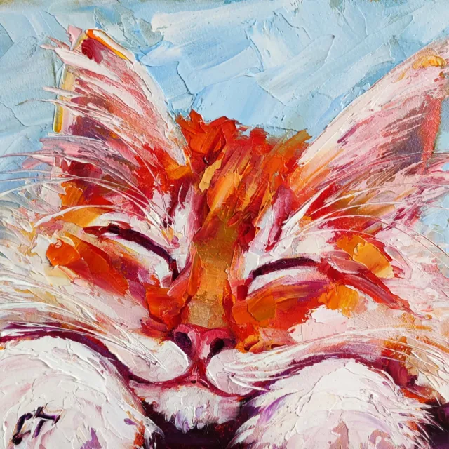 original oil painting Cat animals artwork Pet portrait small wall art