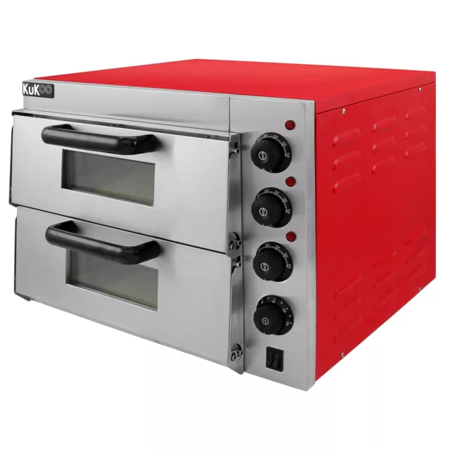 Electric Pizza Oven Commercial Double Deck Baking 2 Fire Stone Twin Deck 2 x 16"