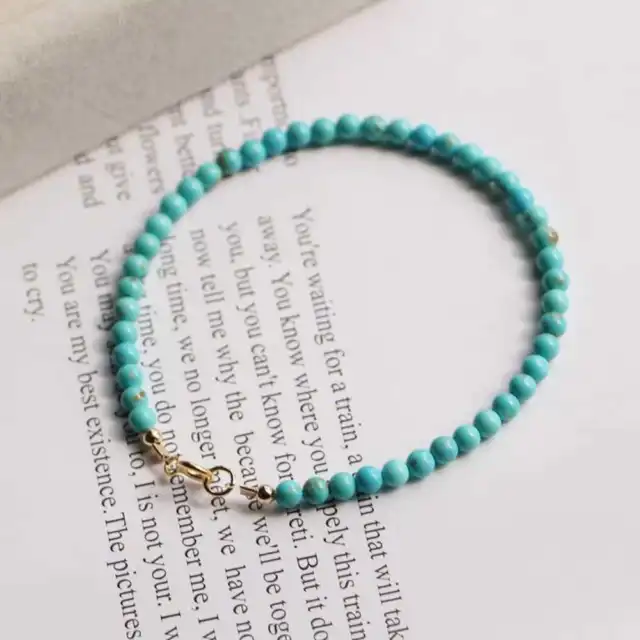 5MM Natural Turquoise beads Cuff Lucky Bracelet Energy All Saints' Day Chic