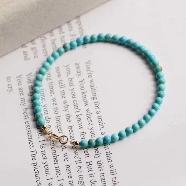 5MM Natural Turquoise beads Cuff Lucky Bracelet Energy All Saints' Day Chic