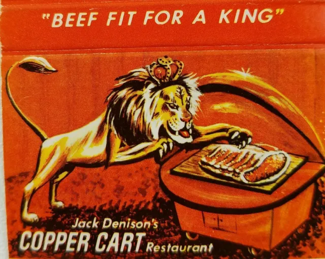 Vintage matchbook cover Jack Denison copper cart restaurant Las Vegas Nevada b