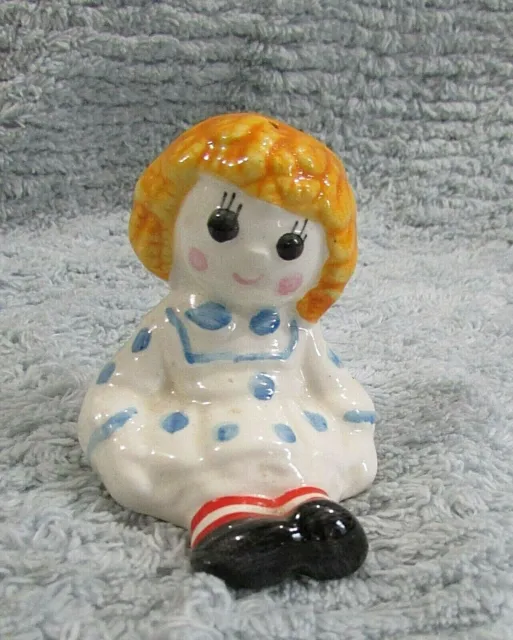 Sitting Raggedy Ann Old Single Hand Painted Porcelain Avon Salt Shaker FREE S/H