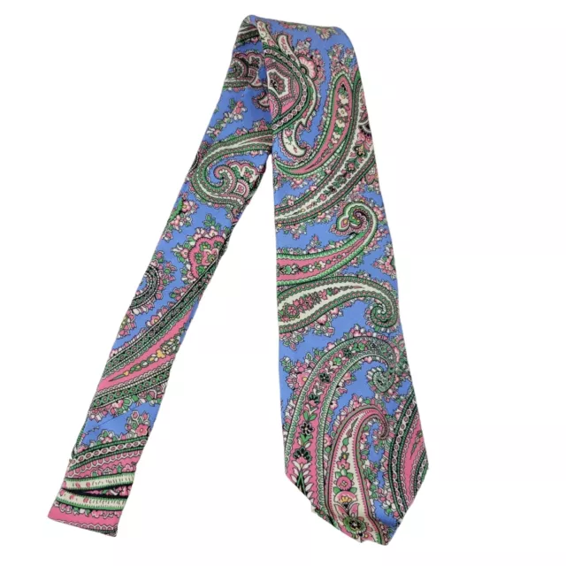 Polo Ralph Lauren Men's Paisley Silk Neck Tie Blue Pink Classic 3.5" Italy