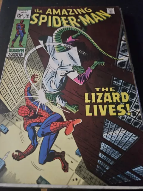 Amazing Spider-Man #76 - MARVEL - Sep '69 - Lizard app, Human Torch crossover!!!