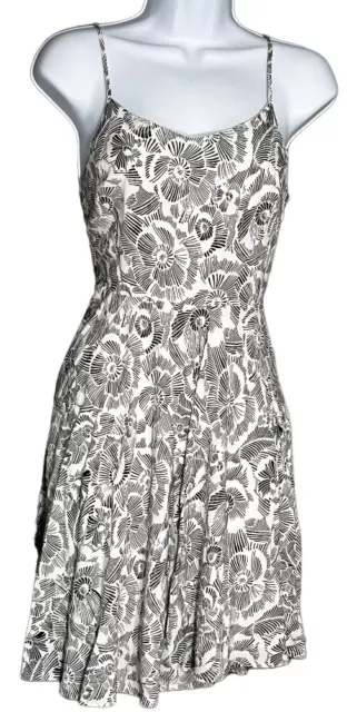 Old Navy Cami Dress Women's Size Medium Black & White Floral Boho Lined Sundress