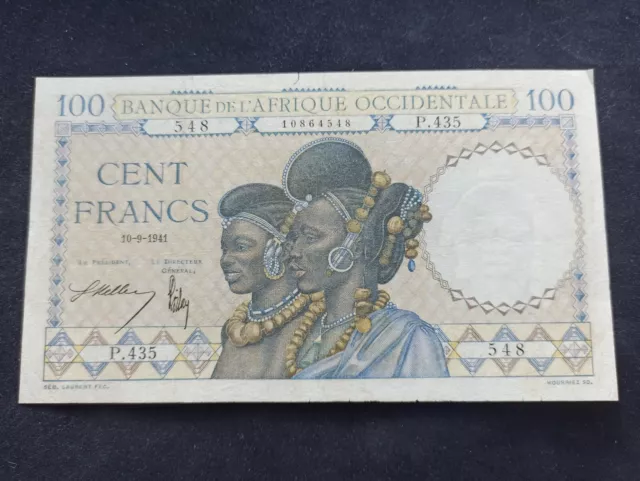 Colonies Françaises : Afrique Occidentale : 100 Francs (10-9-1941)