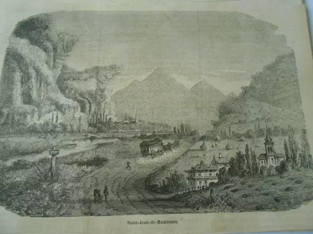 Gravure 1865 - Vue de Saint Jean de Maurienne